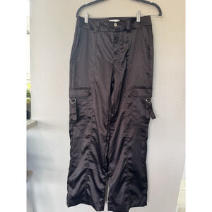 Love Fire Chocolate Brown Satin Cargo Utility Streetware Gorpcore size 11 junior